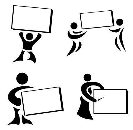 man showing board set abstract illustrationの写真素材
