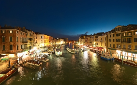 Grand Canal at night, Venice  Italyの写真素材