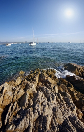 sailing boat on summer beach holidayの写真素材
