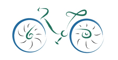 doodle bicycle illustration in brush drawing styleのイラスト素材