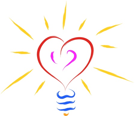 abstract bulb with heart shape in loveのイラスト素材