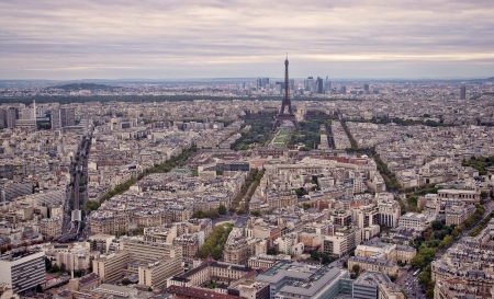 Eiffel Tower and Paris aerial view, Franceの写真素材