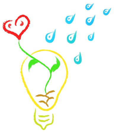 abstract nature bulb with heart, vector illustration のイラスト素材