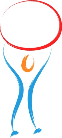 sketch of man with circle for sample text のイラスト素材