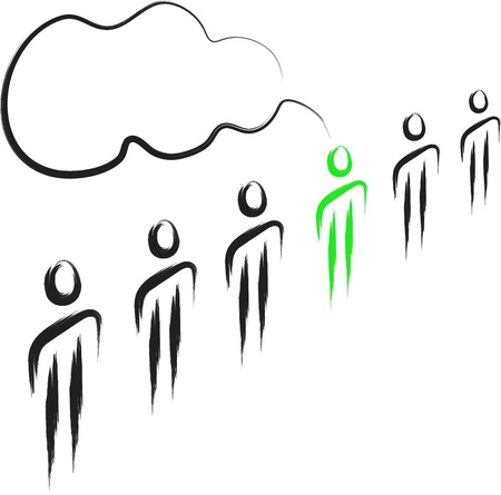 stand out man with idea in the crowd, vectorのイラスト素材