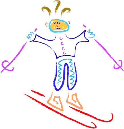 abstract happy skier in winter vectorのイラスト素材