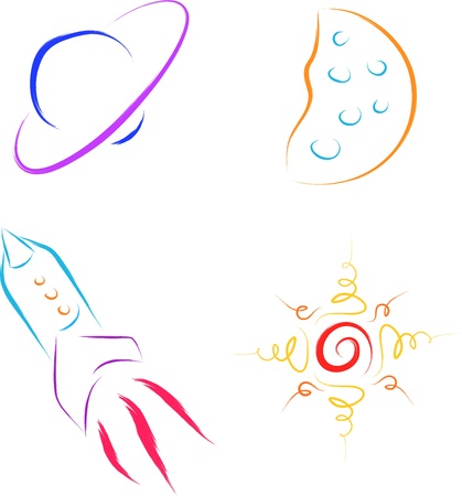 set of abstract space icons vectorのイラスト素材