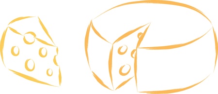 round traditional cheese sketch vector illustrationのイラスト素材
