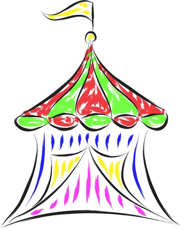 doodle drawing of circus tent vectorのイラスト素材