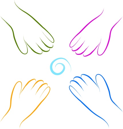 sketch of teamwork hands vector illustrationのイラスト素材