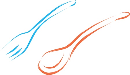 abstract fork and spoon sketch  のイラスト素材