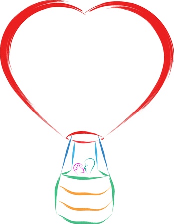 couple in love hot air balloon  illustrationのイラスト素材