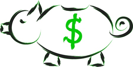 abstract dollar pig bank  sketchのイラスト素材