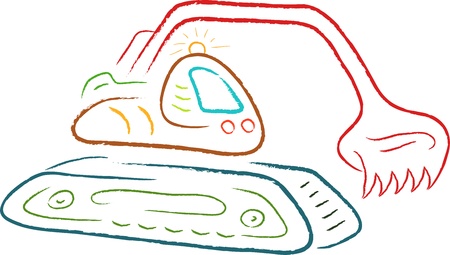 sketch of excavator drawing  illustrationのイラスト素材