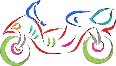 abstract color doodle scooter illustrationのイラスト素材