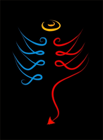 abstract good and evil symbol illustrationのイラスト素材