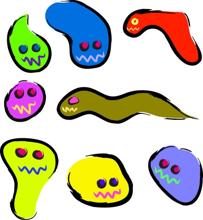 bacteria or virus cartoon sketch setのイラスト素材