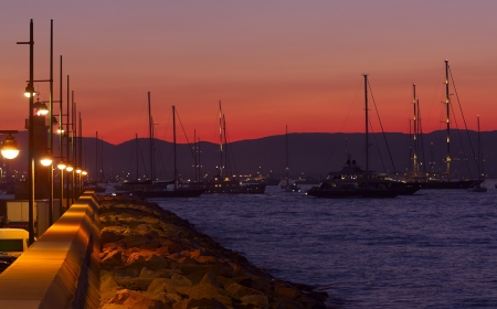 beautiful sunset in Saint-Tropez, France の写真素材
