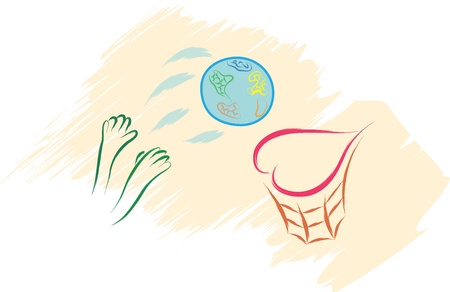 basketball love conceptのイラスト素材