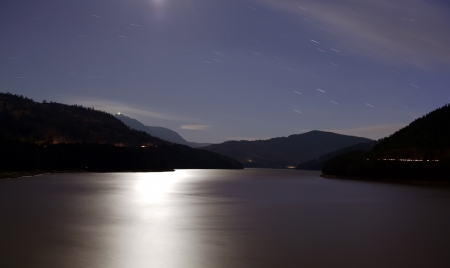 lake at nightの写真素材
