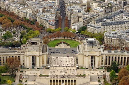 Trocadero square seen from top of Eiffel Tower, Parisのeditorial素材