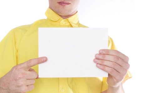 man with white boardの写真素材
