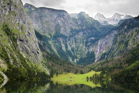Obersee lake in Bavaria Alps Germanyの写真素材