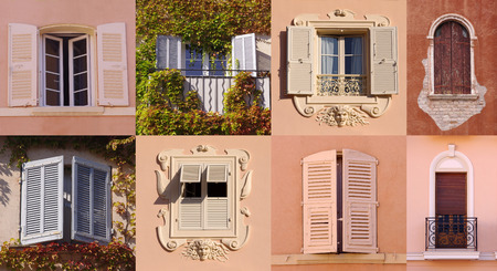 collage set of windows from Europeの写真素材