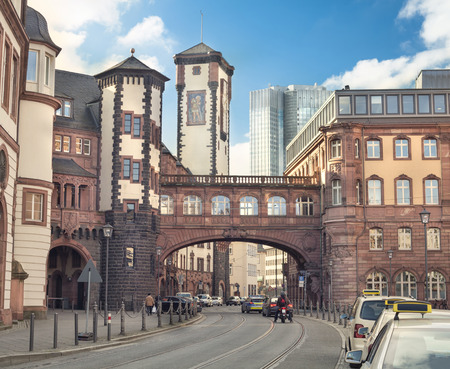 old architecture in Frankfurt am Main old townの写真素材
