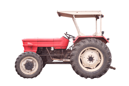 old style tractor isolatedの写真素材