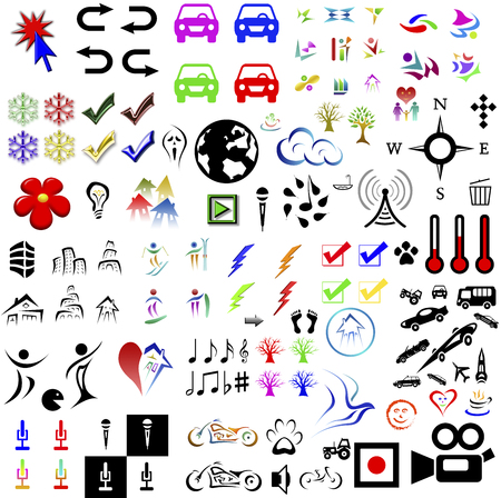 set of 100 icon and symbolsの写真素材