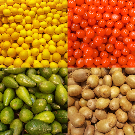 set of fresh fruit texture in colorsの写真素材