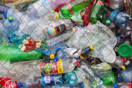 CARANSEBES, ROMANIA - AUGUST 8 2017: garbage ready for recyclingのeditorial素材
