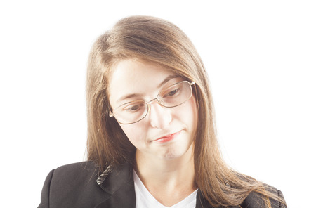 girl thinking isolated on white background