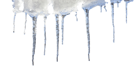 icicle on the roof isolated on white backgroundの写真素材