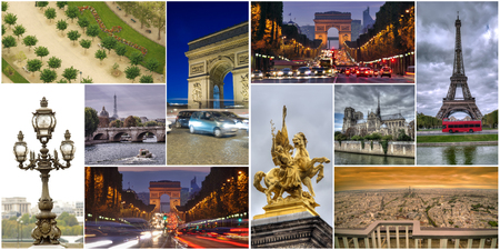 set or collage of Paris city images, Franceのeditorial素材