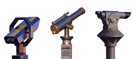 set of binoculars for tourists view isolated on white backgroundの写真素材