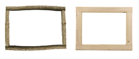 set of wooden frame on white background isolatedの写真素材