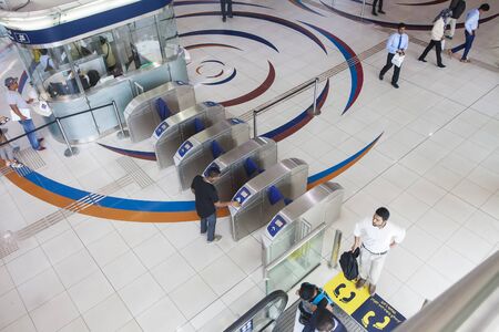 DUBAI, UAE - SEPTEMBER 25 2018: interior of metro station in Dubai city, UAE transportation
