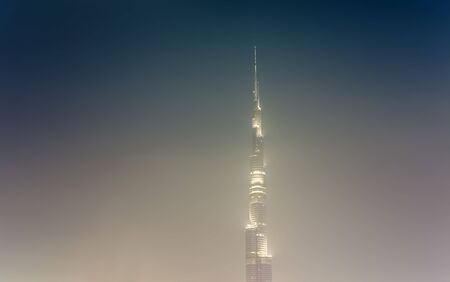 DUBAI, UAE - SEPTEMBER 25 2018: Burj Khalifa building at night. the highest in the world. Dubaiのeditorial素材