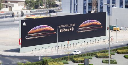 DUBAI, UAE - SEPTEMBER 25 2018: the new Iphone X and XS commercial for sale in Dubai roadsのeditorial素材