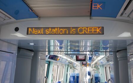 DUBAI, UAE - SEPTEMBER 26 2018: subway for Creek Tower Station in Dubai cityのeditorial素材