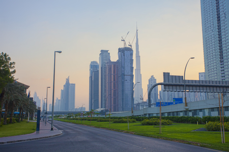 Dubai city downtown, Zayed roadの写真素材