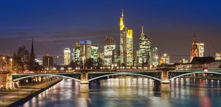 Frankfurt am Main city skyline night view. Germanyの写真素材
