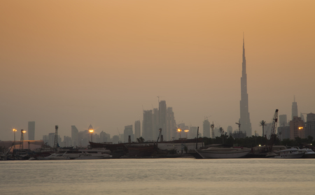 sunset in Dubai city view, United Arab Emiratesの写真素材