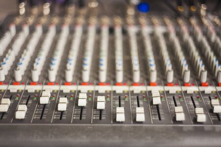 sound equalizer or dj mixer closeupの写真素材