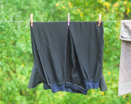 trousers for dry on wire outdoors