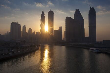 Dubai city skyline in the morning, sunriseの写真素材