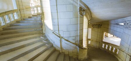 old spiral stairs from Chambord castle. Franceのeditorial素材