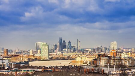 London city skyline from Greenwich parkの写真素材